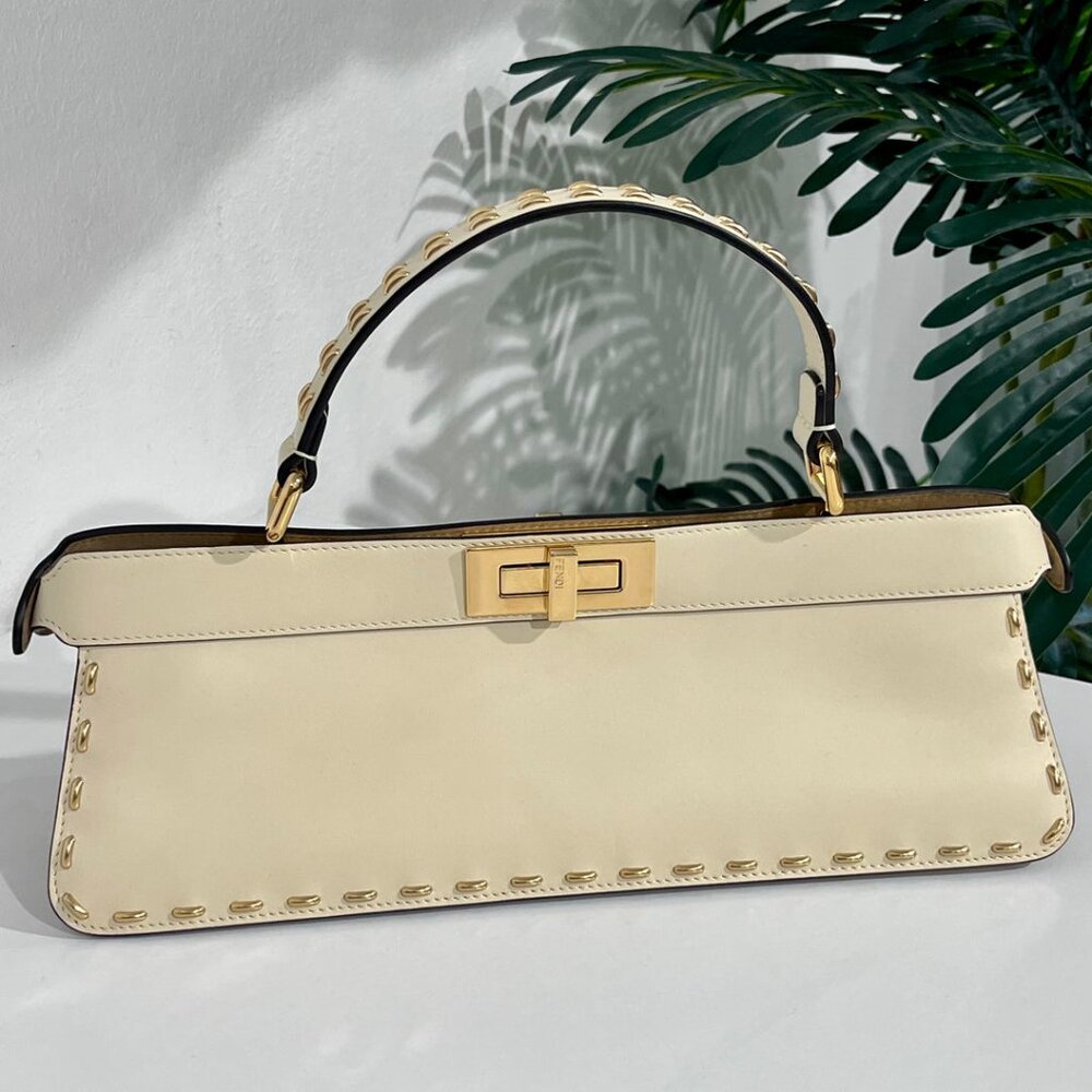 Fendi Cream Peekaboo ISeeU Elongated Top Handle Bag